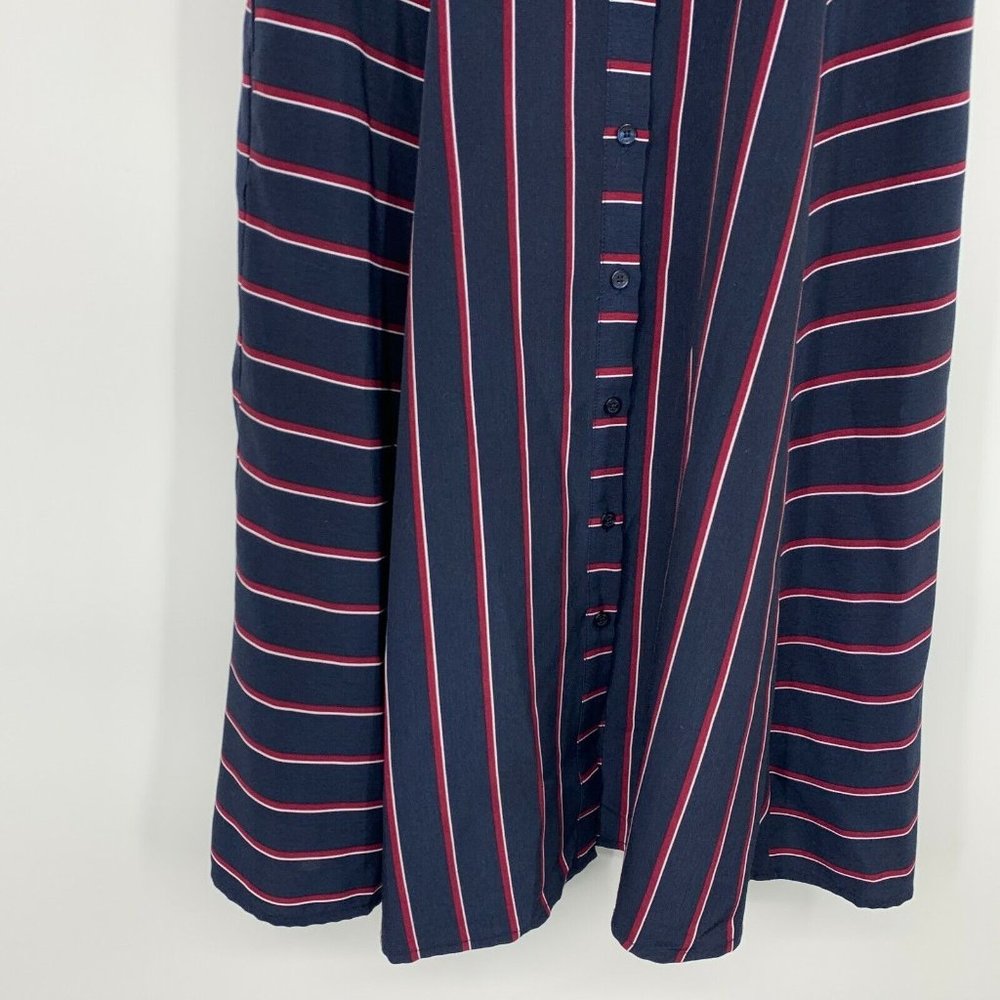 Tommy Hilfiger Shirt Dress Navy Blue Stripe Button Down Sleeveless - Picture 4 of 7